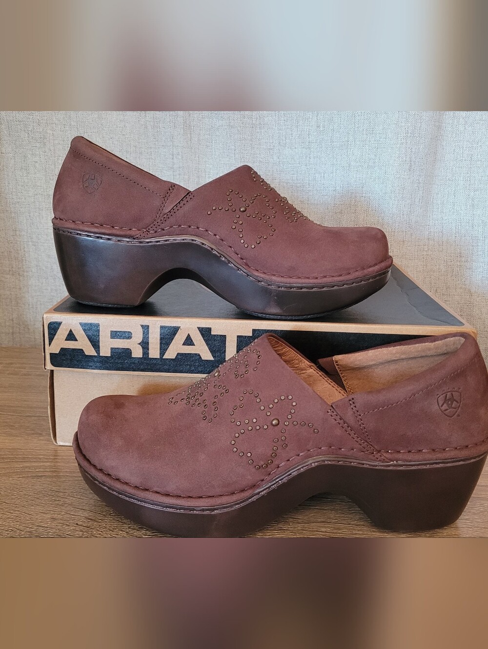 Ariat Brown Suede Studded Clog Mules